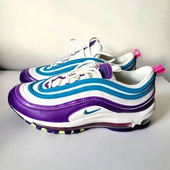 NEW Nike Air Max 97 Hornets Summit White/Purple/Teal CI7388-101 Womens US8 - Picture 1 of 12
